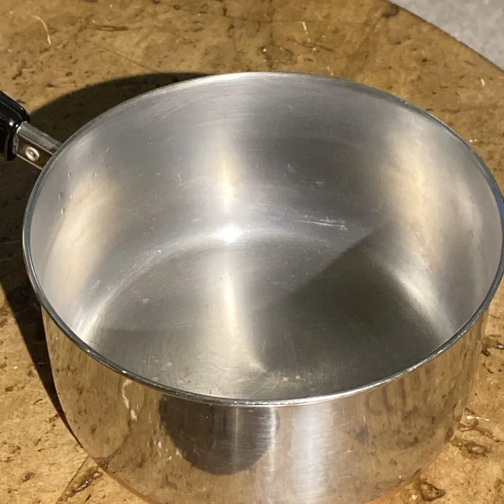 Vintage Revere Ware 2 qt Sauce Pan, Copper Bottom, Stainless Steel, With Lid